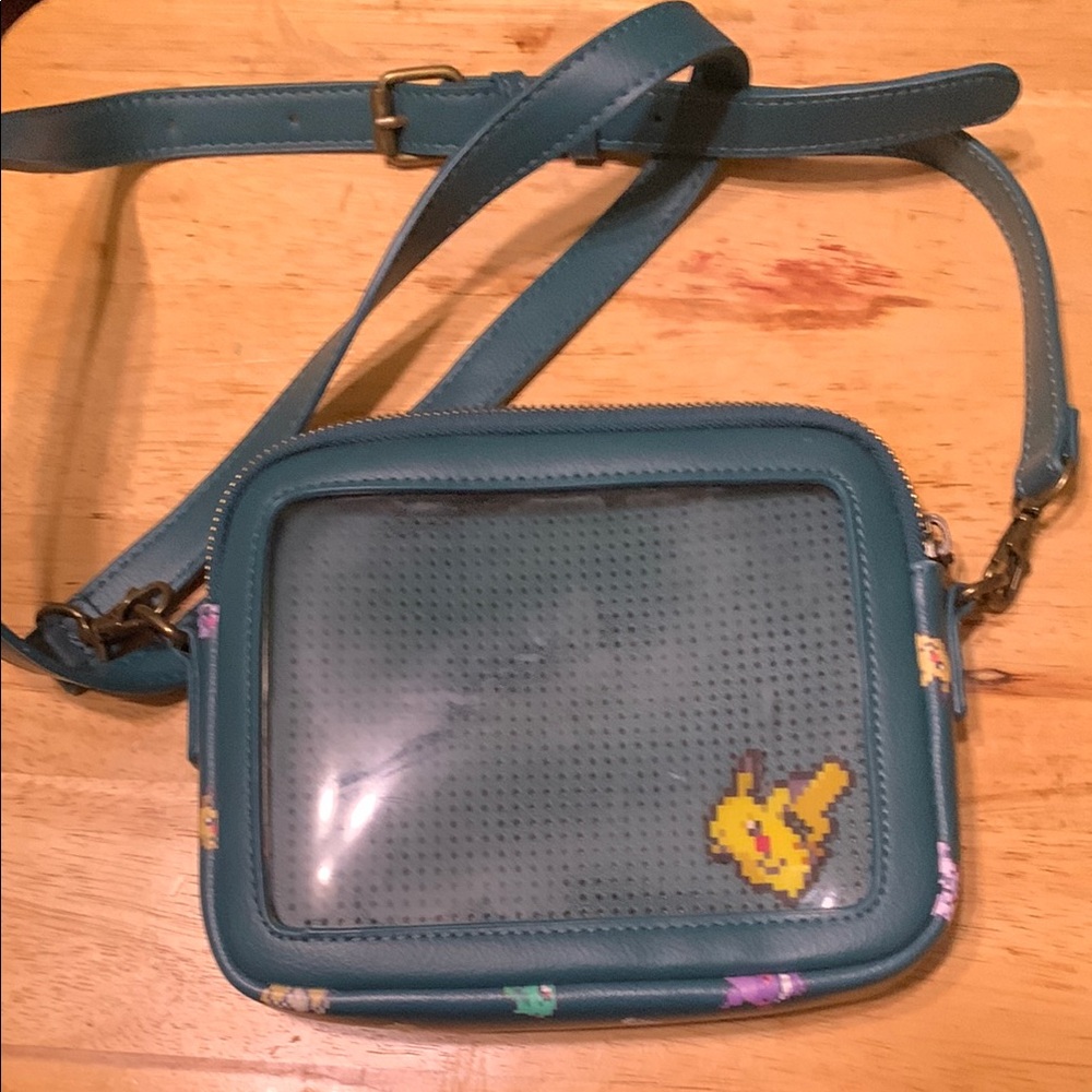 Teal Crossbody Bag with Pikachu Design